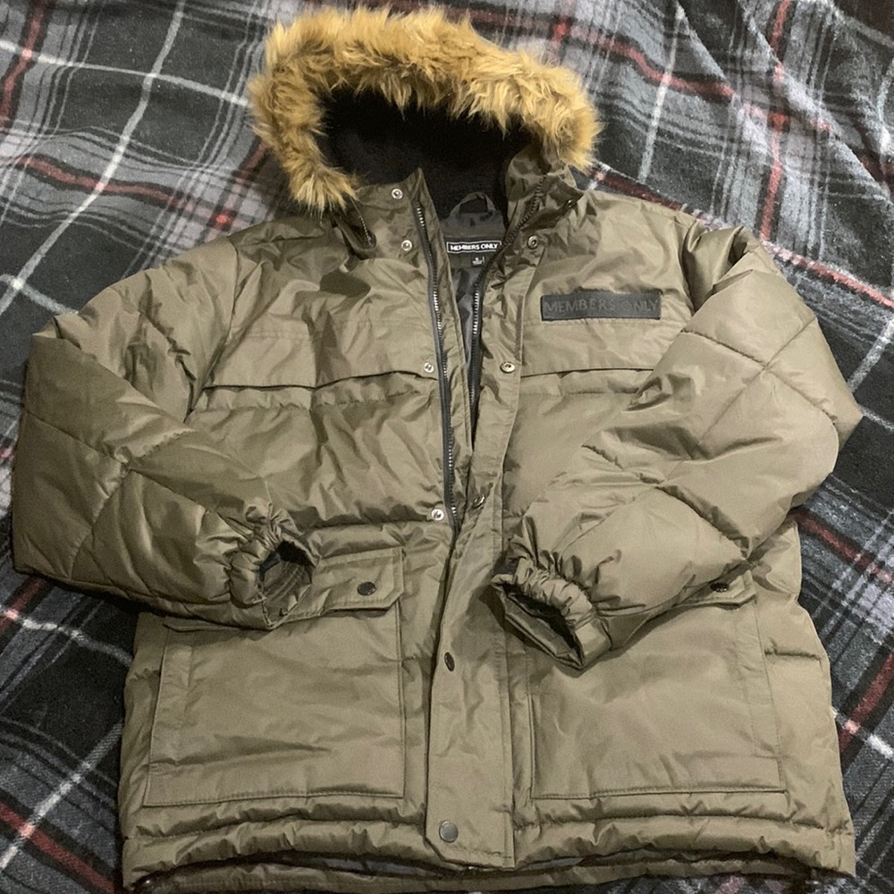 Green members only winter jacket size small